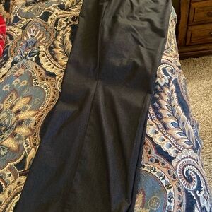 Talbots Midnight Blue Flare Pants and Suzanne Betro navy white polka dot top